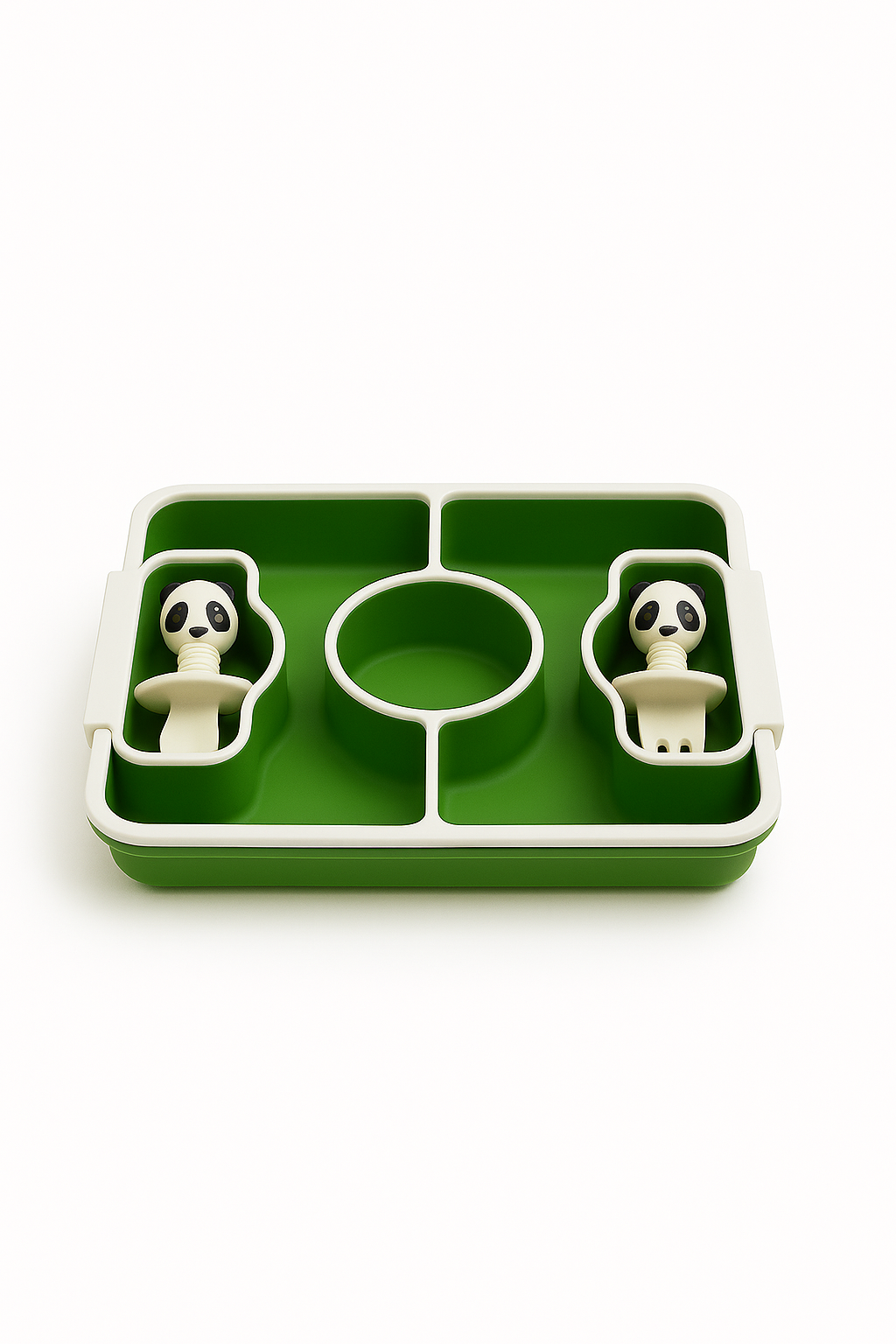 Smart Barnmatsbricka med Sugkoppar och Bestick – Perfekt för Små Äventyrare!